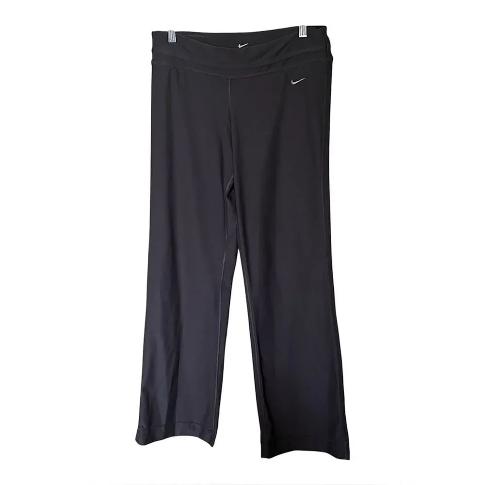 Nike Dri-Fit Dark Gray Pull-On Wide-Leg Yoga Athleisure Pants Size Medium
